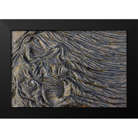 Recent Pahoehoe lava flow-Sullivan Bay-Santiago Island-Galapagos Islands-Ecuador Black Modern Wood Framed Art Print by Jones, Adam
