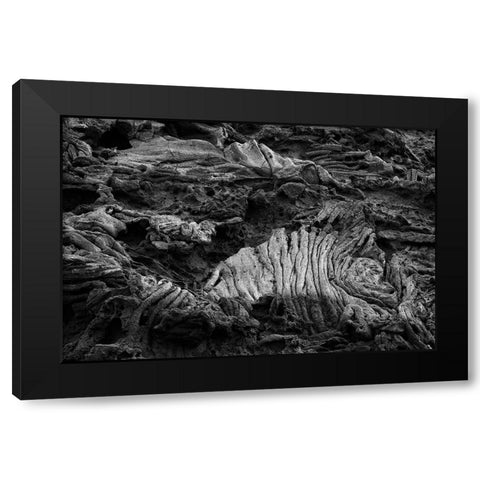 Recent Pahoehoe lava flow-Sullivan Bay-Santiago Island-Galapagos Islands-Ecuador Black Modern Wood Framed Art Print by Jones, Adam