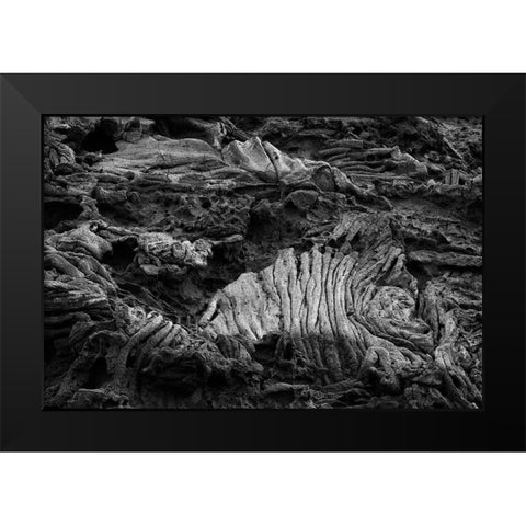 Recent Pahoehoe lava flow-Sullivan Bay-Santiago Island-Galapagos Islands-Ecuador Black Modern Wood Framed Art Print by Jones, Adam