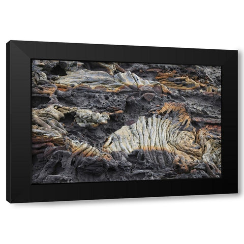 Recent Pahoehoe lava flow-Sullivan Bay-Santiago Island-Galapagos Islands-Ecuador Black Modern Wood Framed Art Print with Double Matting by Jones, Adam