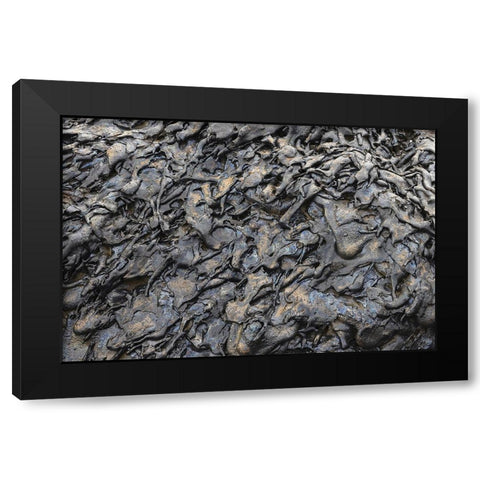Recent Pahoehoe lava flow-Sullivan Bay-Santiago Island-Galapagos Islands-Ecuador Black Modern Wood Framed Art Print with Double Matting by Jones, Adam