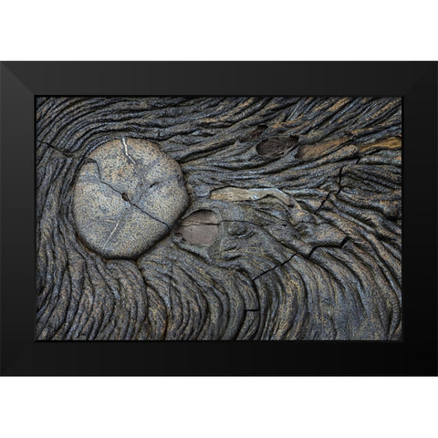 Recent Pahoehoe lava flow-Sullivan Bay-Santiago Island-Galapagos Islands-Ecuador Black Modern Wood Framed Art Print by Jones, Adam