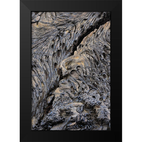 Recent Pahoehoe lava flow-Sullivan Bay-Santiago Island-Galapagos Islands-Ecuador Black Modern Wood Framed Art Print by Jones, Adam