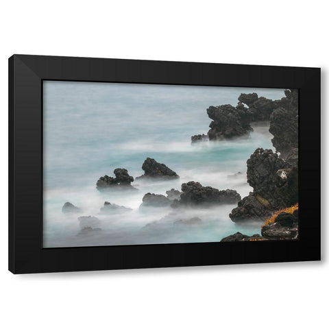 Rocky shoreline of South Plaza Island-Galapagos Islands-Ecuador Black Modern Wood Framed Art Print with Double Matting by Jones, Adam