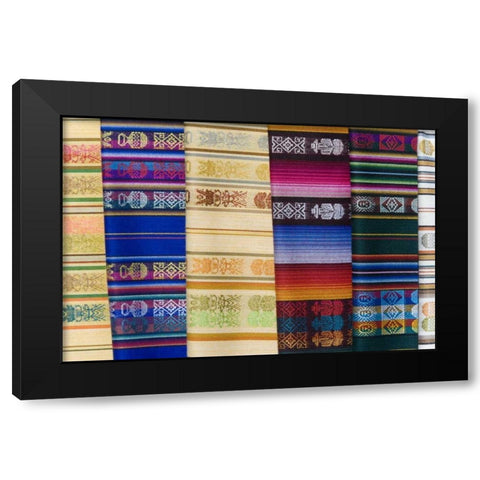 Ecuador, Quito Shawls displayed at market Black Modern Wood Framed Art Print by Morris, Arthur