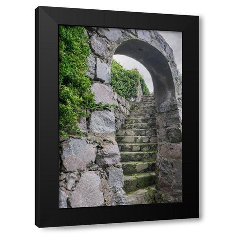 These old stone steps connect courtyards at a home in the high Andes. Black Modern Wood Framed Art Print with Double Matting by Sederquist, Betty