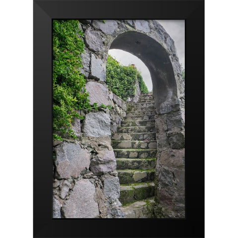 These old stone steps connect courtyards at a home in the high Andes. Black Modern Wood Framed Art Print by Sederquist, Betty