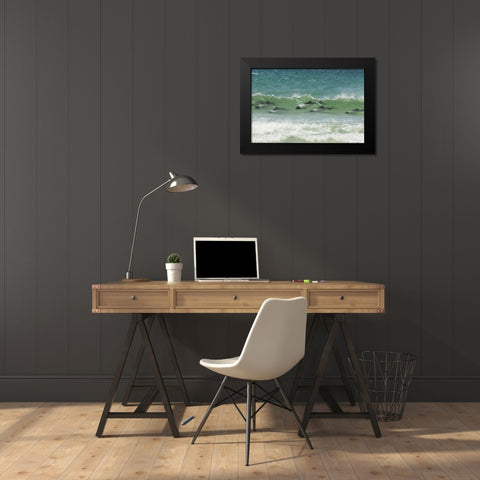 Saunders Island Commersons dolphins swimming Black Modern Wood Framed Art Print by Illg, Cathy and Gordon
