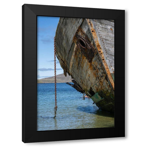 Falkland Islands-New Island Grounded and abandoned ship on shore  Black Modern Wood Framed Art Print by Jaynes Gallery