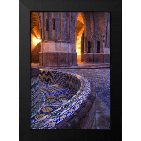 Mexico, Tile and columns in early morning Black Modern Wood Framed Art Print by Rotenberg, Nancy