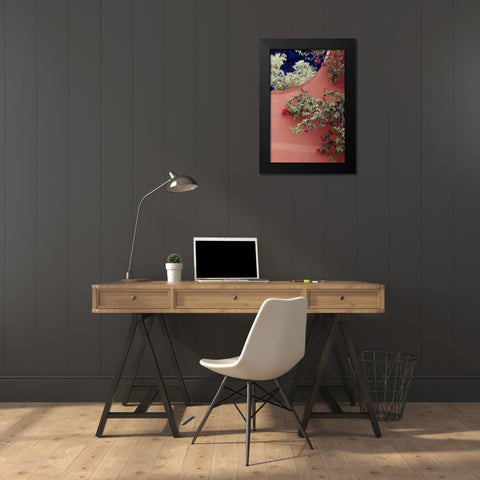 Mexico, Bougainvillea and stucco wall Black Modern Wood Framed Art Print by Rotenberg, Nancy