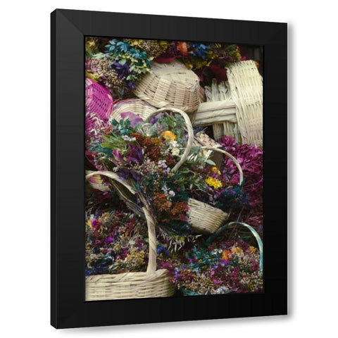 Mexico, Dried Flowers at Outdoor Market Black Modern Wood Framed Art Print by Rotenberg, Nancy