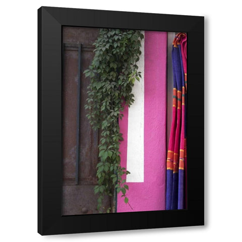 Mexico, Puerto Vallarta Serape hanging by a wall Black Modern Wood Framed Art Print by Ross, Nancy ,  Steve