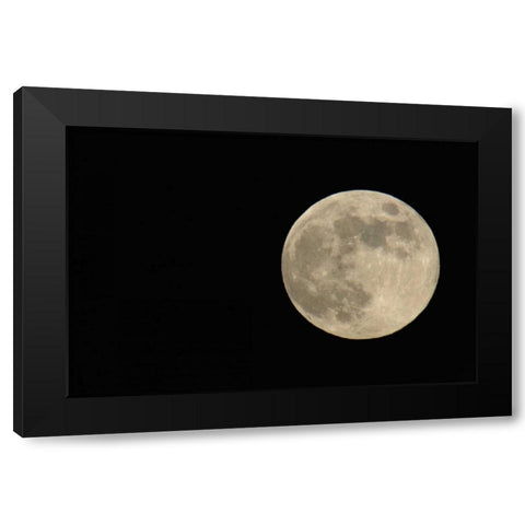 Full moon with yellowish hue to right of frame Black Modern Wood Framed Art Print with Double Matting by Morris, Arthur