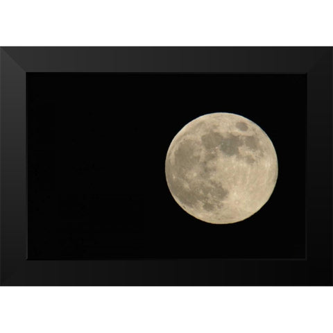 Full moon with yellowish hue to right of frame Black Modern Wood Framed Art Print by Morris, Arthur