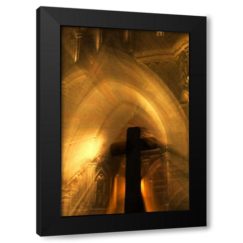 Mexico Abstract of cross in front of church Black Modern Wood Framed Art Print with Double Matting by Rotenberg, Nancy