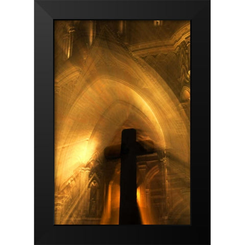 Mexico Abstract of cross in front of church Black Modern Wood Framed Art Print by Rotenberg, Nancy