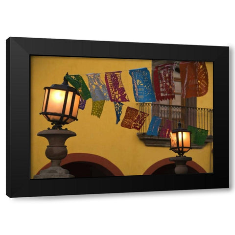 Mexico Lantern with string of flags on them Black Modern Wood Framed Art Print by Rotenberg, Nancy