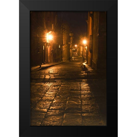 Mexico, San Miguel de Allende Street Lanterns Black Modern Wood Framed Art Print by Rotenberg, Nancy