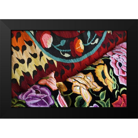 Mexico Colorful textiles Black Modern Wood Framed Art Print by Rotenberg, Nancy