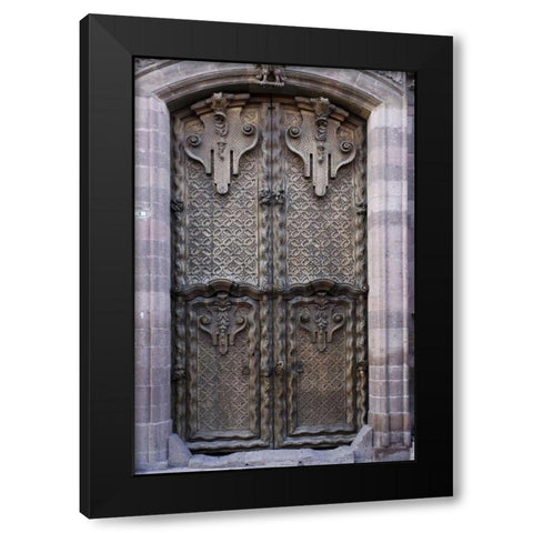Mexico Carved wooden set of doors Black Modern Wood Framed Art Print by Young, Bill
