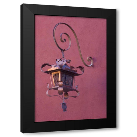 Mexico Copper lamp hung from pink-purple wall Black Modern Wood Framed Art Print with Double Matting by Young, Bill