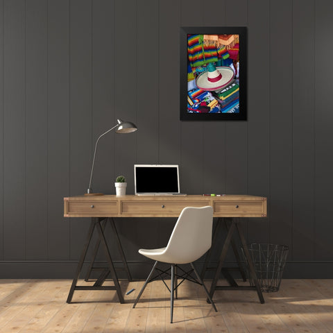 Mexico, Teotihuacan Sombrero and blankets Black Modern Wood Framed Art Print by Rotenberg, Nancy