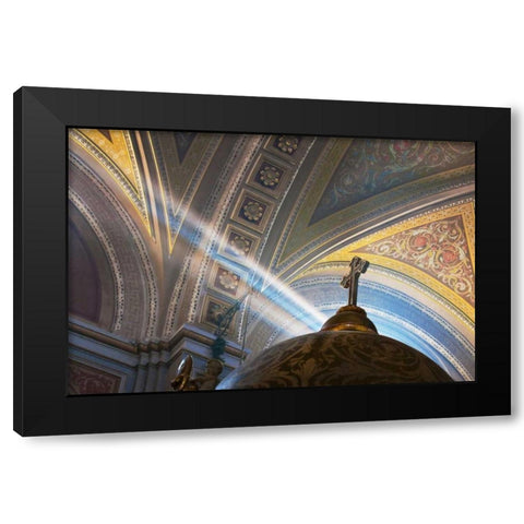 Mexico, Morelia Rays into Roman Catholic church Black Modern Wood Framed Art Print with Double Matting by Rotenberg, Nancy