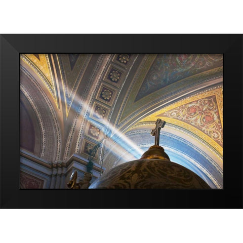 Mexico, Morelia Rays into Roman Catholic church Black Modern Wood Framed Art Print by Rotenberg, Nancy