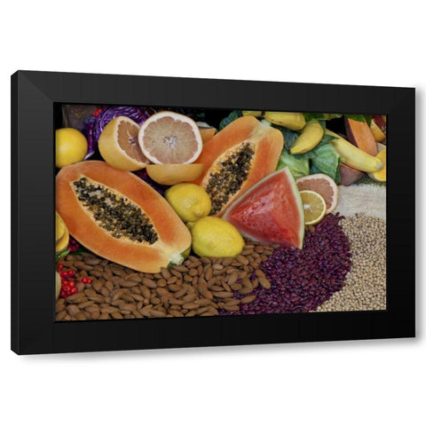 Mexico, Tecate Display of fruit, nuts and grains Black Modern Wood Framed Art Print with Double Matting by Paulson, Don