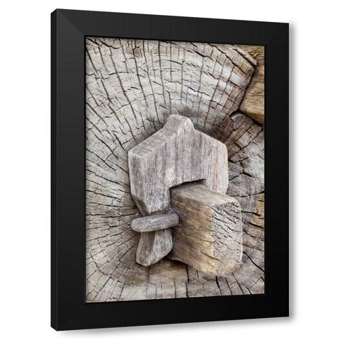 Mexico, Tecate Wooden bench at Rancho La Purerta Black Modern Wood Framed Art Print by Paulson, Don