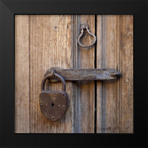 Mexico Detail of a door with antique padlock Black Modern Wood Framed Art Print by Paulson, Don