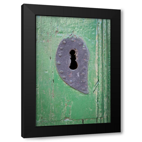 Mexico Detail of wooden door and Key hole Black Modern Wood Framed Art Print with Double Matting by Paulson, Don