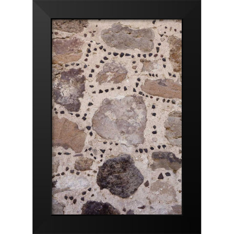 Mexico Detail of traditional stone work on wall Black Modern Wood Framed Art Print by Paulson, Don