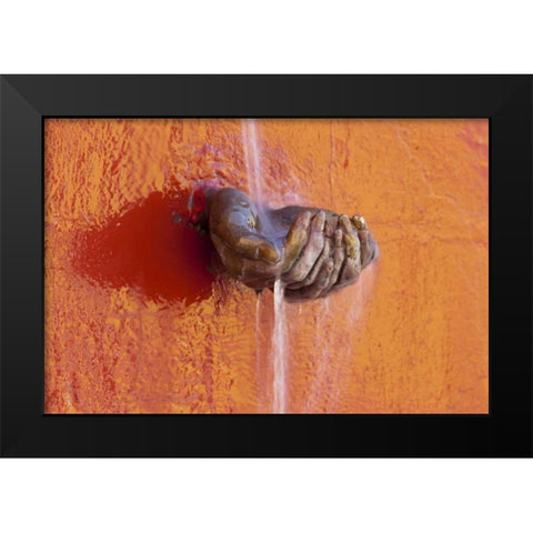 Mexico Fountain of water in cupped hands Black Modern Wood Framed Art Print by Paulson, Don