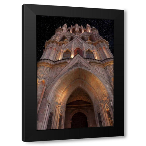 Mexico La Parroquia cathedral at night Black Modern Wood Framed Art Print by Paulson, Don