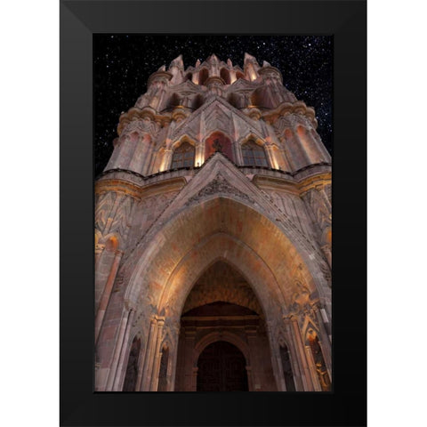 Mexico La Parroquia cathedral at night Black Modern Wood Framed Art Print by Paulson, Don