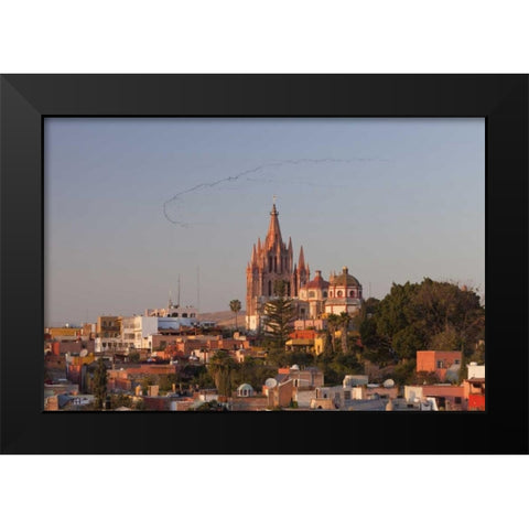 Mexico La Parroquia cathedral in cityscape Black Modern Wood Framed Art Print by Paulson, Don