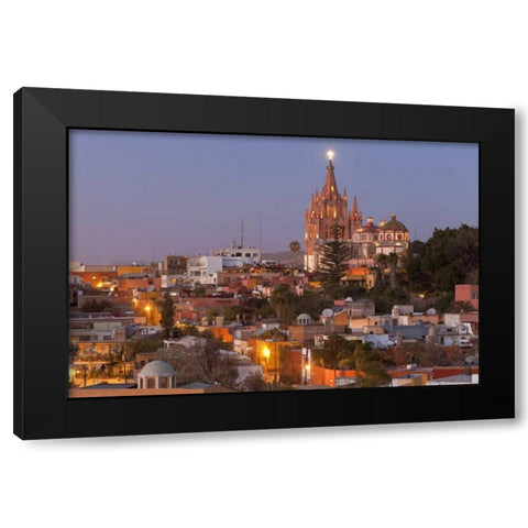 Mexico La Parroquia cathedral at twilight Black Modern Wood Framed Art Print with Double Matting by Paulson, Don