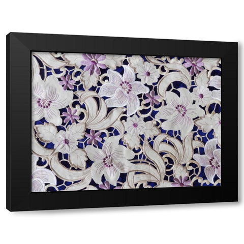 Mexico, Pozos Detail of tapestry inside church Black Modern Wood Framed Art Print by Paulson, Don