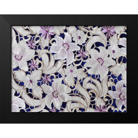 Mexico, Pozos Detail of tapestry inside church Black Modern Wood Framed Art Print by Paulson, Don