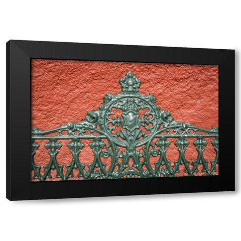 Mexico, Guanajuato Detail of metal park bench Black Modern Wood Framed Art Print by Paulson, Don