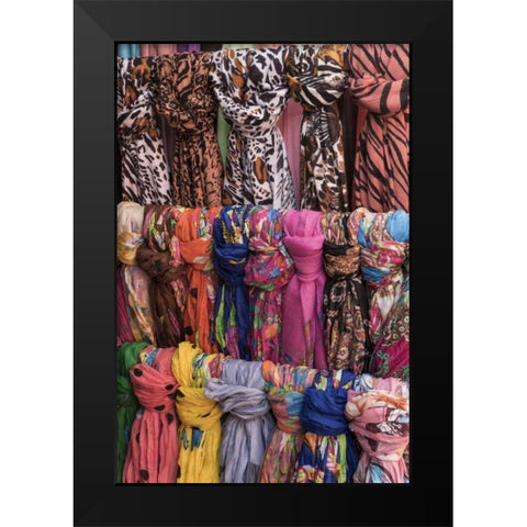 Mexico Retail display of scarfs Black Modern Wood Framed Art Print by Paulson, Don