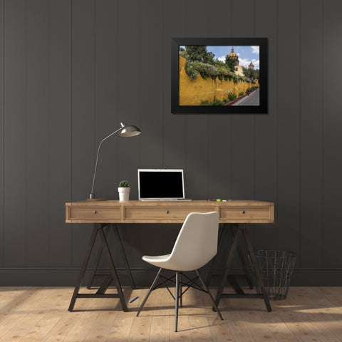 Mexico Yellow wall outside church Black Modern Wood Framed Art Print by Paulson, Don