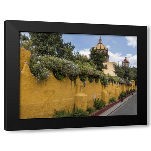 Mexico Yellow wall outside church Black Modern Wood Framed Art Print by Paulson, Don