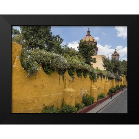 Mexico Yellow wall outside church Black Modern Wood Framed Art Print by Paulson, Don