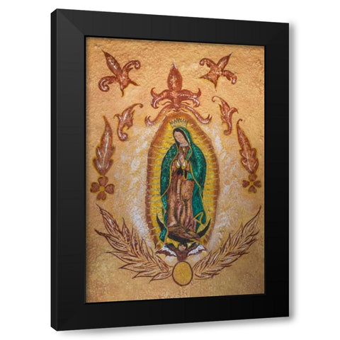 Mexico Wall painting of Our Lady of Guadalupe Black Modern Wood Framed Art Print by Paulson, Don