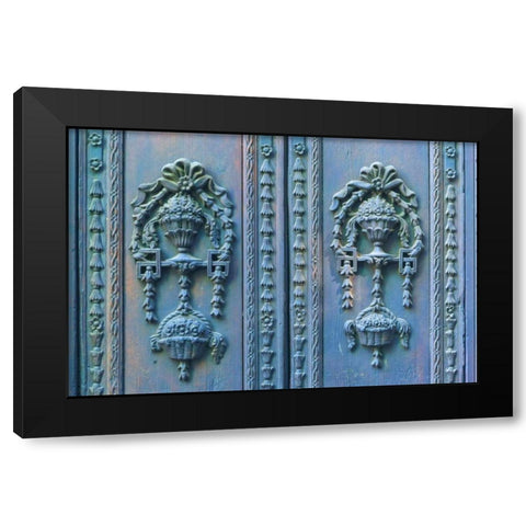 Mexico, Guanajuato Detail of wooden door Black Modern Wood Framed Art Print by Paulson, Don