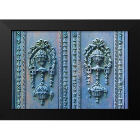 Mexico, Guanajuato Detail of wooden door Black Modern Wood Framed Art Print by Paulson, Don