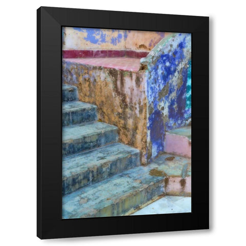 Mexico, Guanajuato Colorful stairs and wall Black Modern Wood Framed Art Print by Paulson, Don